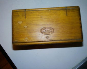 Puzzle box 19th Century Singer Sewing Machine Parts box - Fold out Form Purple Felt Liner for holding w SOME Sewing Machine Parts