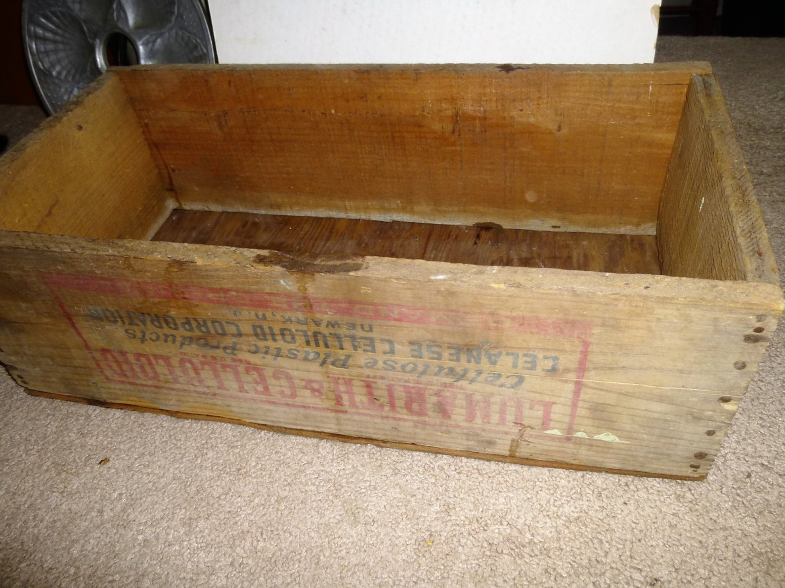 Lumarith & Celluloid 1940s Wood Shipping Crate - Rare Example