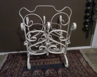 Wrought Iron Magazine Rack - Victorian era media storage great for laptops and tablets -