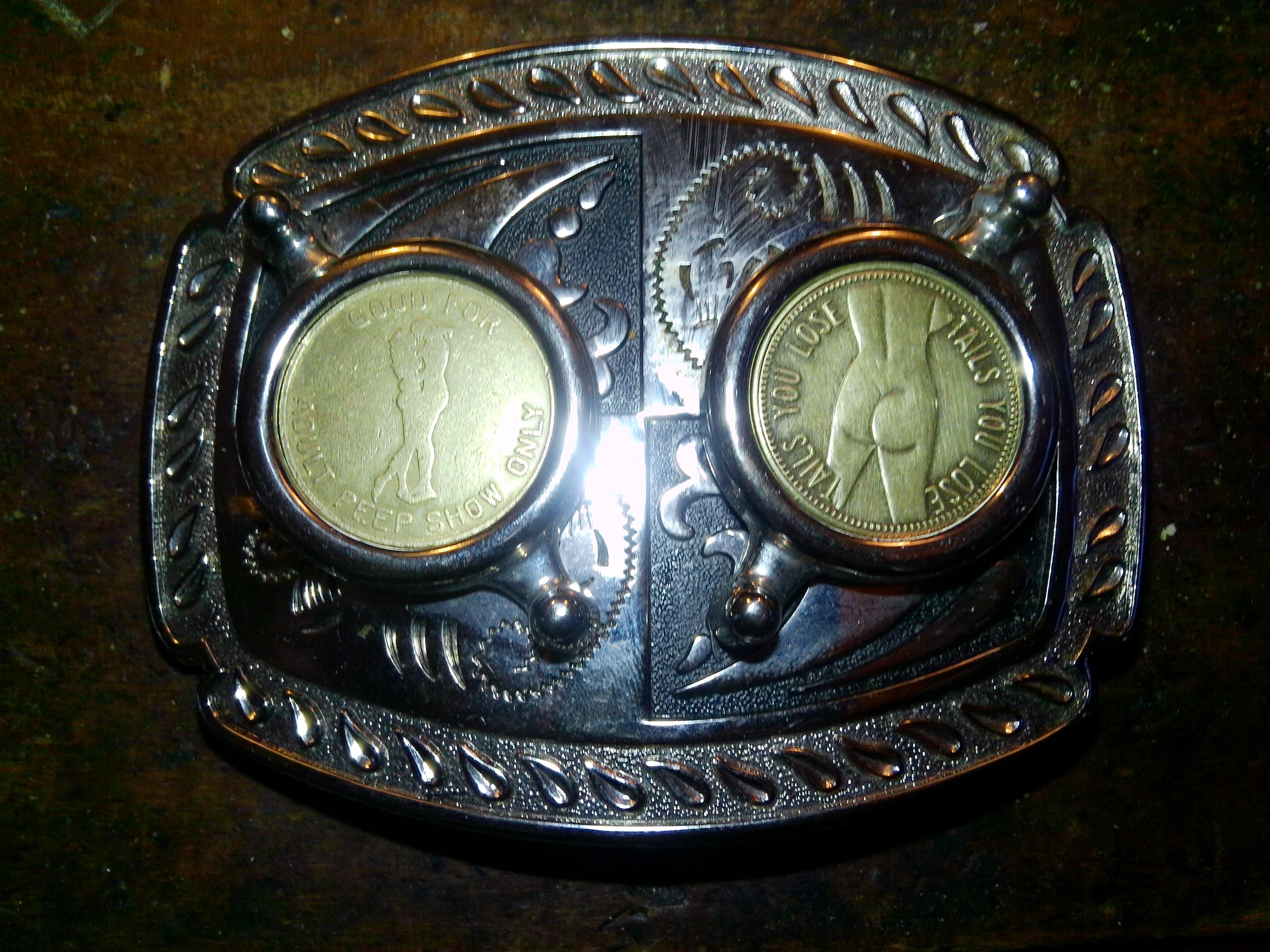 Metal Multi Shaped Ribbed Coins Goldtone Belt Fits 34\
