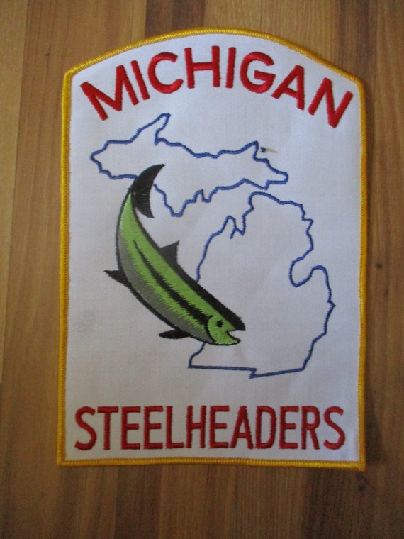 Michigan Steelheaders fishing patch JUMBO 10" x 7"