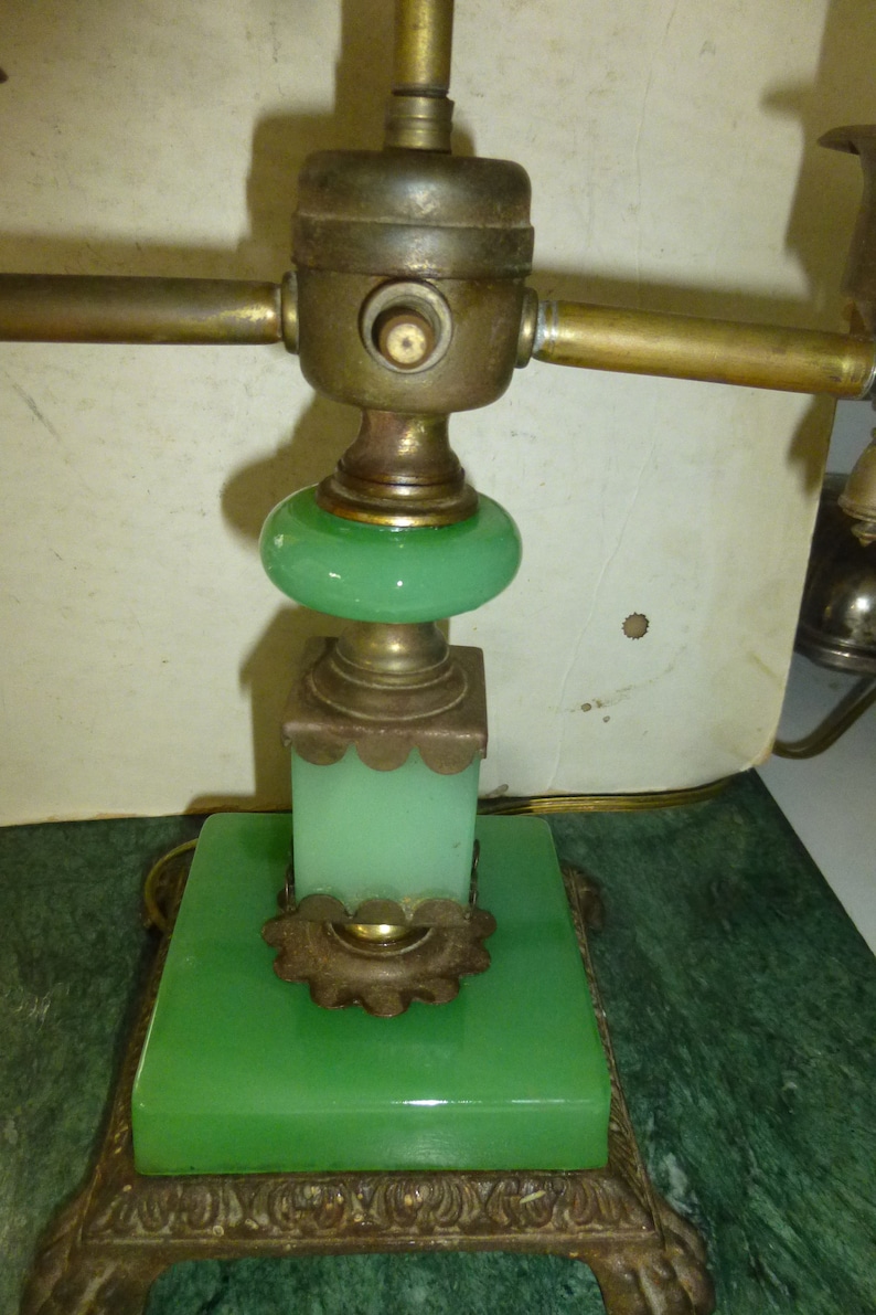 Antique Jade Table Lamp Unusual Candelabra style lamp Etsy