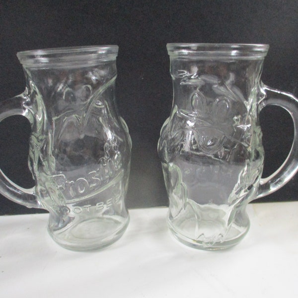 Frostie Root Beer Elf Soda Pop glass tumblers or cocktail glasses - set of two 12 oz forms with logo on one side