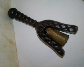 St Francis of Assisi Holding a Dove Bronze Bell - 6.75" high x 3" diam Catholic wand style form for use or decor