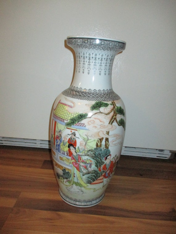 Chinese Vase large 18.5 tall 8 diameter Etsy