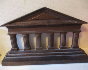 Parthenon Bookend - cast iron columned forms - - great condition neo-classical literary or Greek revival decor - 4.5&quot; high x 7.5&quot; x 1.5&quot;