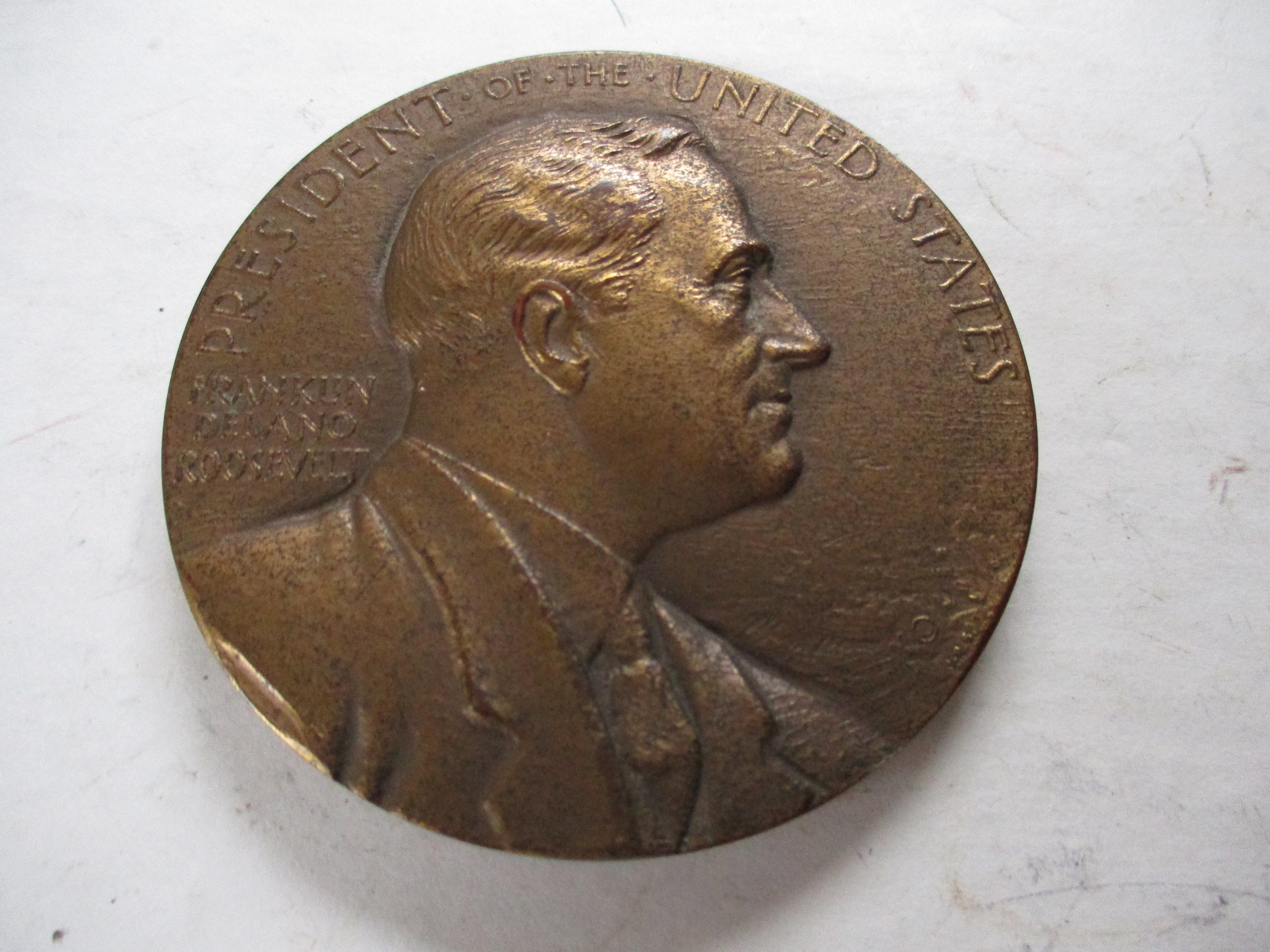 1941 FDR Presidential Inauguration Bronze Medallion - 3rd term form during  WW2 - VERY RARE - 3\, image size:3000x2250