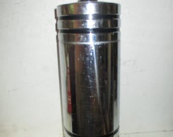 Chase "Gaeity" Art Deco Cocktail Shaker - 1930s stream lined cylinder with stripes - fitted lid seals tight - inner ice strainer/filter