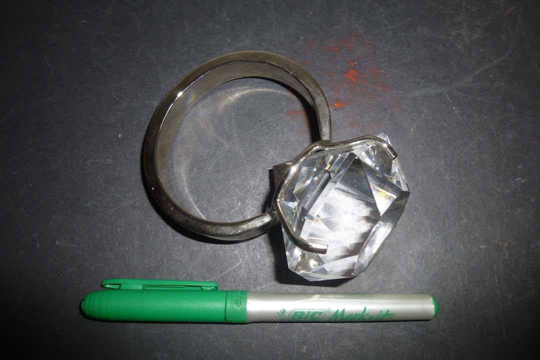 Diamond Ring Huge Cut Glass Novelty Diamond Ring Jewelers Window