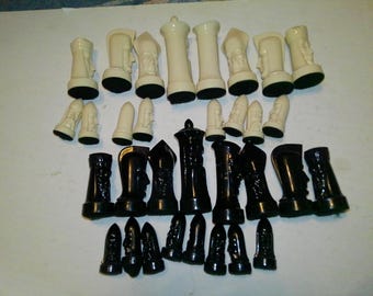Gothic Chess Set - PIECES ONLY - 1960s set of Resin forms  - 4" Kings - very nice condition -