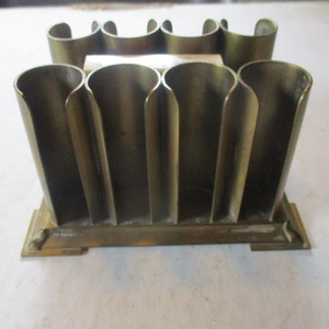 Brass Cigar and Match stand - vintage desktop form holds 8 cigars and 1 box of matches - 4.9&quot; x 3.5&quot; x 2.9&quot; high