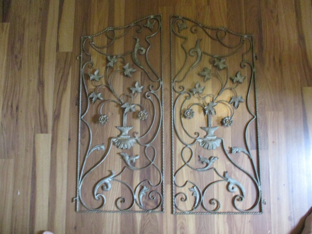 Decorative Window Shutters 30 High Twisted Wire and Wrought Steel Leaf