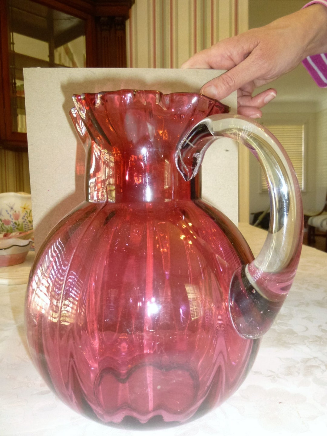 Charming Cranberry Glass Pitcher Exquisite Form and Vibrant - Etsy
