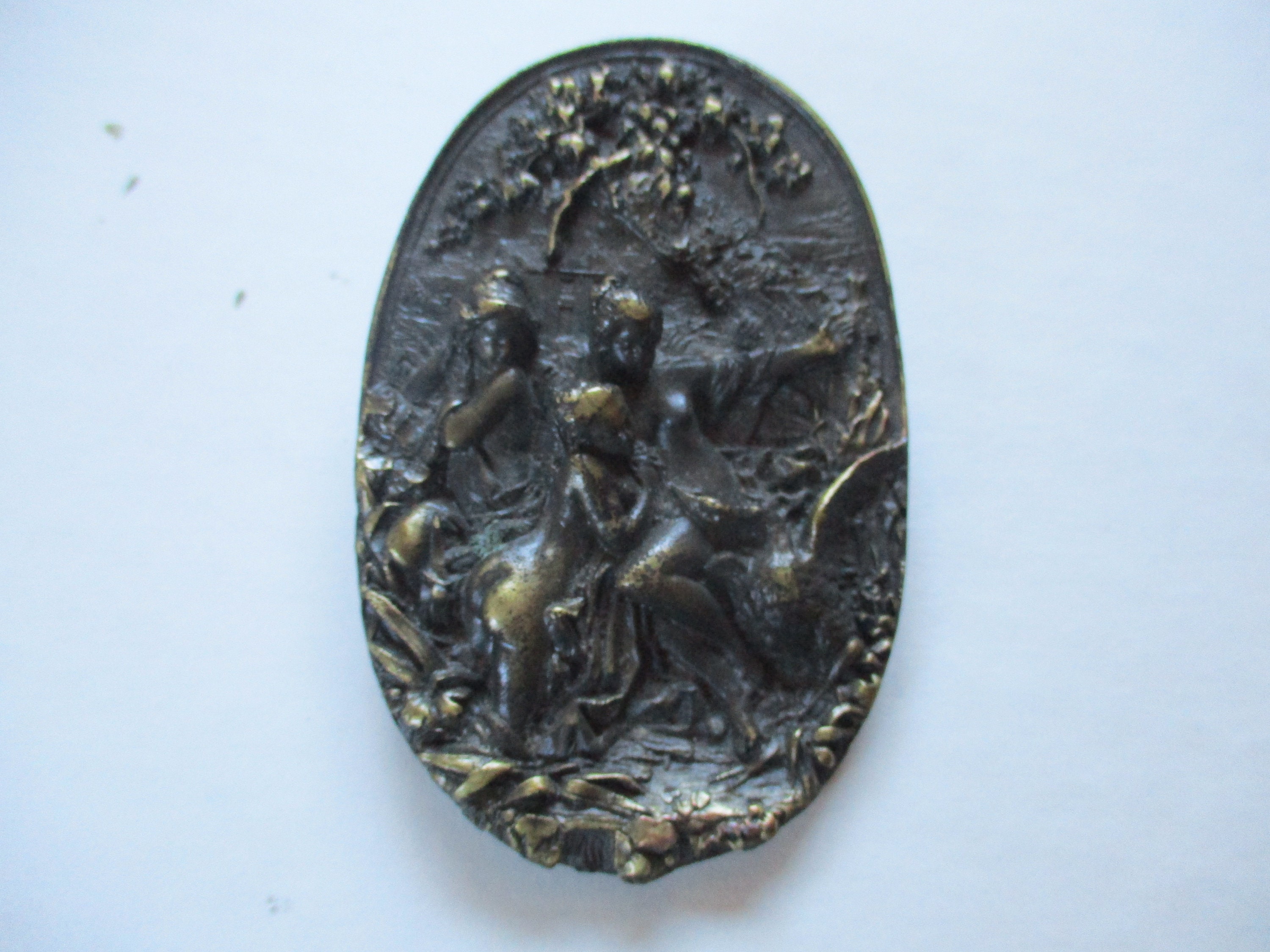 Vintage Ornate Leda And The Swan Metal Belt Buckle Brass Plated Vintage Belt Buckle Greek Myth, Bergamot main image 3