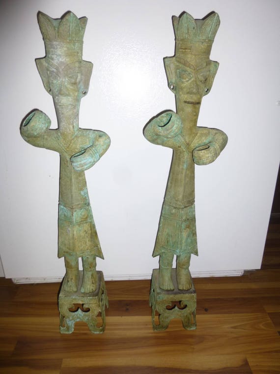 Shang Dynasty Bronze Figures Set Of 2 Cast Bronze Figures In Etsy