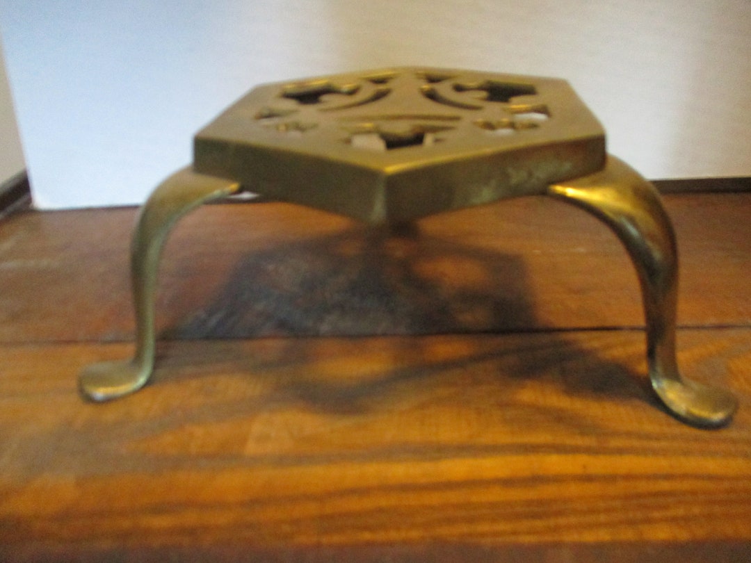 Brass Trivet Stand Elevated Form With 5 Wide Six Sided Etsy