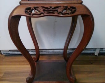 Asian/Chinoiserie Plant Stand or Side Table - 18.75" high w 10" sq. surf. - great condition - rare form
