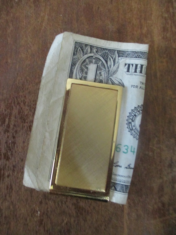 Gold bar money clip -MCM pressed cast brass clip - 1