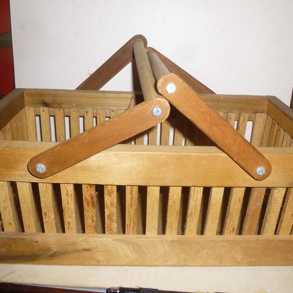 Wood Slat Basket Etsy