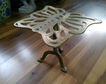 Brass Butterfly Elevated Trivet Shelf - 7.5" high - 10" x 8.75" fretwork surface