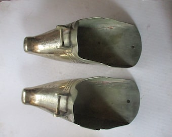 Antique Brass Horse Riding Stirrups- Fun and unusual pair of ornate Spanish Conquistador style forms for decor or use - 11.5" toe to heel