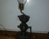 Cast Iron Coffee Grinder - Lamp - 1873 Enterprise Mfg Co of Philadephia Model No. 1 Crank Handle Grinder Mounted on Lamp Base- BOTH WORK