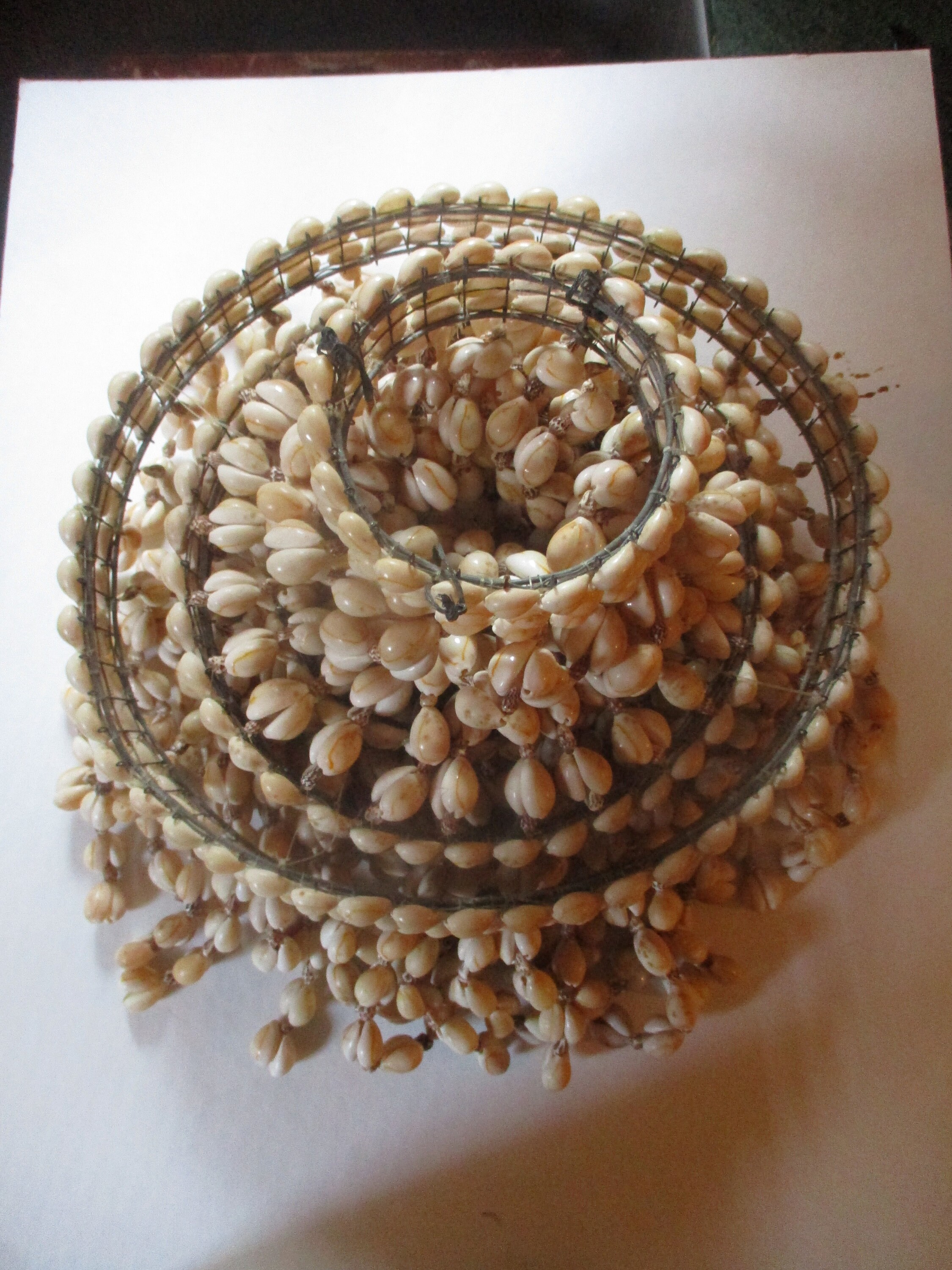 Shell Disc Lamp Shade Cowrie Shell Pendant Lamp Shade - Large Unusual Shell on Wire Form for ...