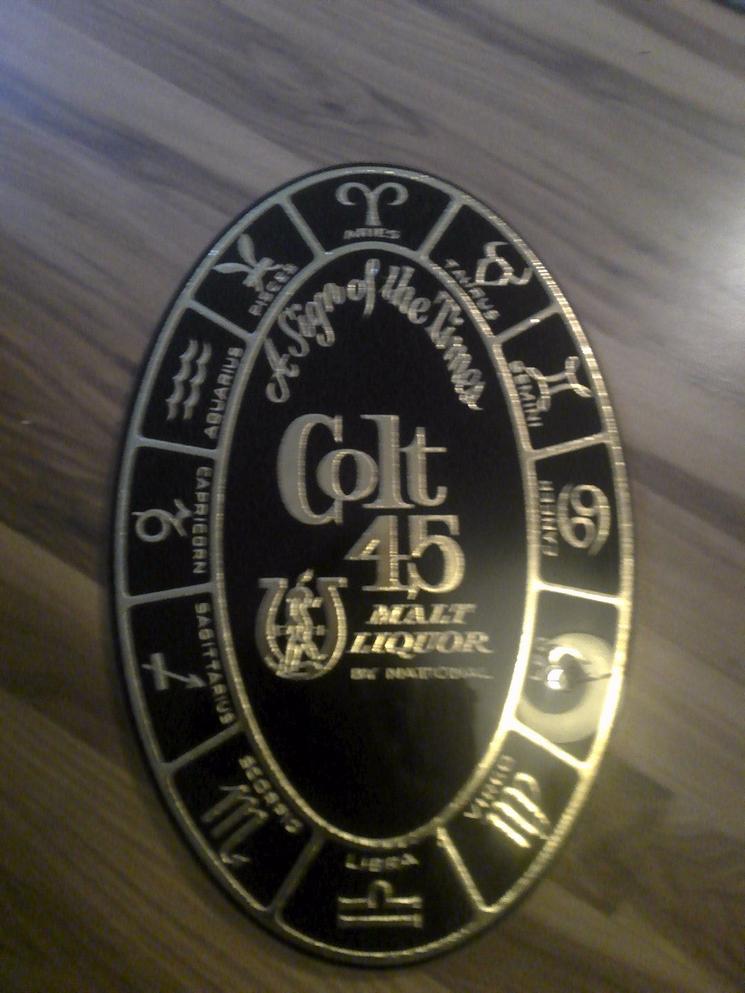 Colt 45 Malt Liquor Wall Sign Oval 1960s Sign of the Times Zodiac Bar