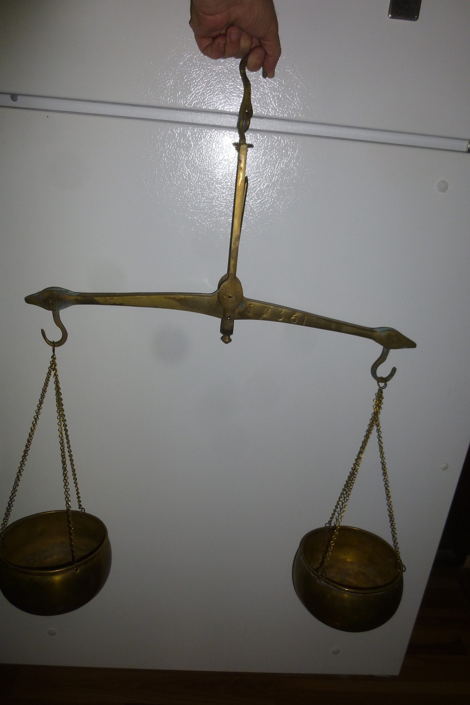 Antique Hanging Brass Equal Arm Balance Scale With Hanging Etsy