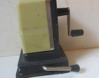 Boston Vacuumette Pencil Sharpener- working vintage form for table- rugged industrial steel w/ steel/plastic catch on suction cup base