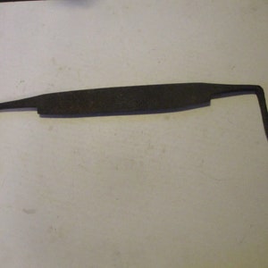 Antique Hand Wrought Draw Knife -  9.75" fixed position blade form- for use or decor 16" wide w turn tip iron handles