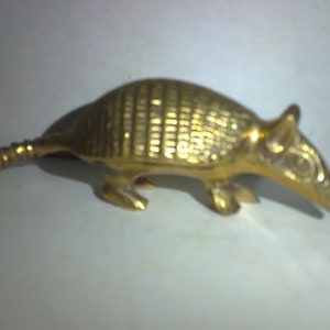 Brass Armadillo (or aardvark) paperweight figurine - 4&quot; x 2&quot; x 1.5&quot; high - great details and a charming and unusual work of art.