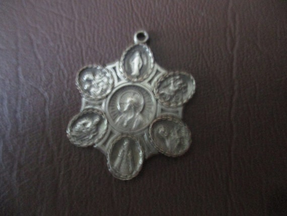 Catholic 7 Saints Medallion -Antique Silver Watch… - image 3