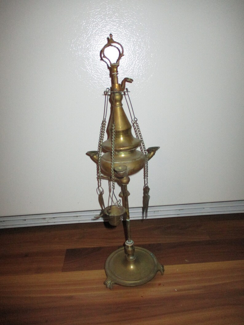 Antique Brass 3 Burner Whale Oil/ Lucerne Lamp Unusual Etsy