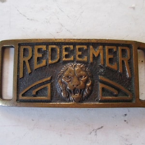 REDEEMER - unusual bass relief harness buckle for Marching Band or similar uniform - 4&quot; x 1.6&quot; form slides onto strap 1.25&quot; wide