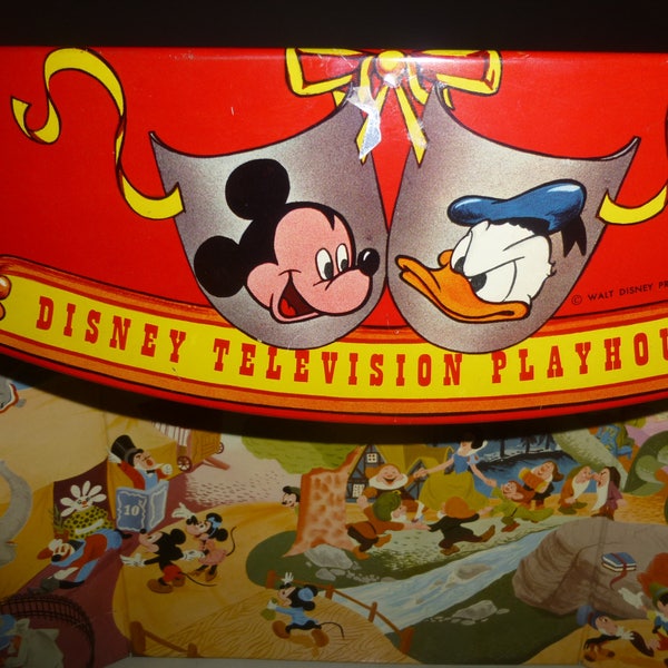 Disney Television Playhouse - Vintage Litho Tin Toy- Stage and Backstage tin only - no players or parts