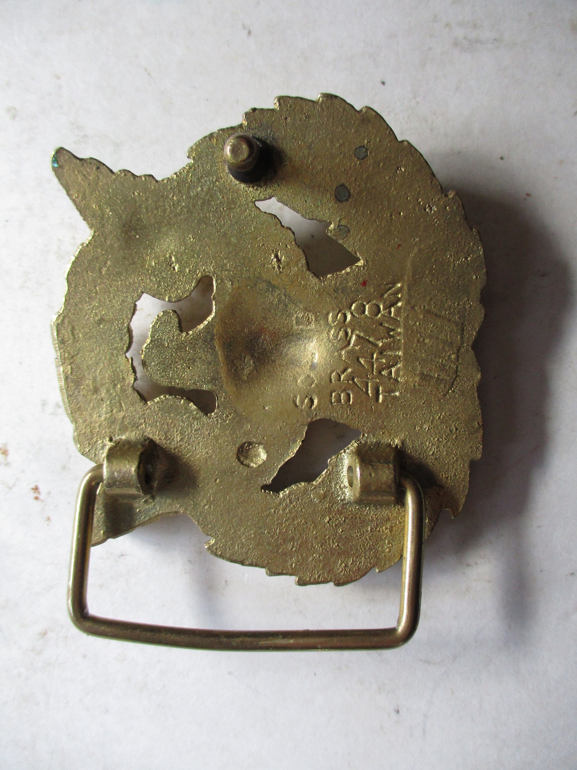ROTC Brass Belt Buckle - Vintage Cast Brass Form With Eagle and Torch ...