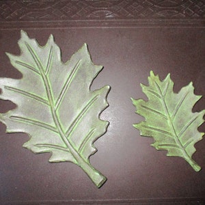 Cast Iron Oak Leaf Trays or Wall decor - 9" and 14" elevated forms with rings on reverse for hanging - great decor indoors or out any room