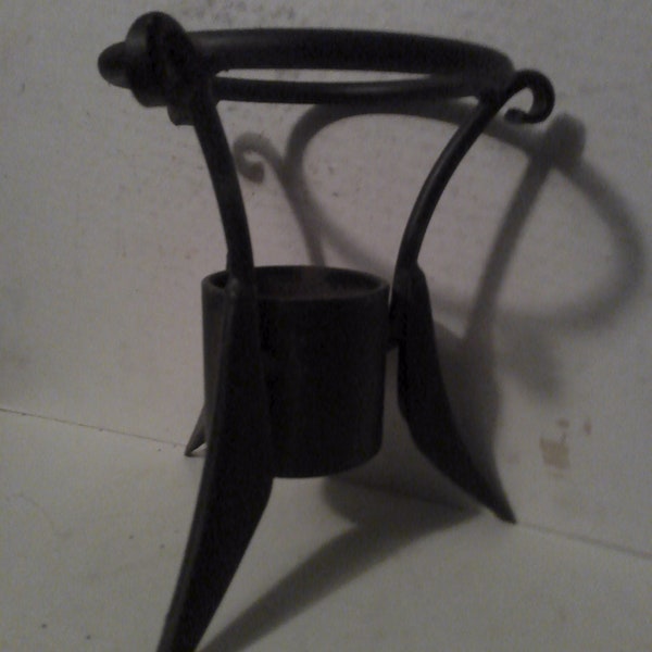 Wrought Iron Display Stand - 2 way 8" high form for gazing balls, planters, vase, amphora etc - 5" ring atop 3 legs or 3 supports on ring