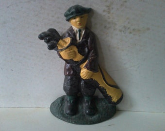 Painted Cast Iron Golf Caddy Doorstop or Bookend - 8.25" high Great for golf or sports lovers  - works indoors or out - excellent condition.