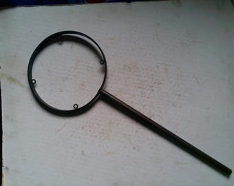 Antique Ring Microphone HOLDER - 6.75" diam ring on 11.75" long mic stand shaft -4 small loops to hold springs that connect to mic (NOT INC)