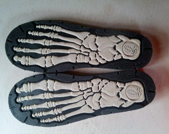 1990s Dead Tread Sandal SOLES ONLY - very rare great condition rubber foot bone tread w Steal Your Face Heel 11.5" x 4.25" x 1"