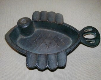 Cast Iron Fish Ashtray - Valet -Coin Dish - Soap Dish, Spoon Rest etc. 7" x 5" x 1.25" deep form for indoors or out