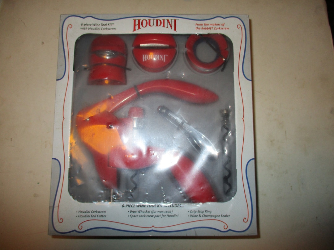 Houdini 6 Piece Wine Tool Kit New Old Stock Modern Easy to Use Form for Any Wine Drinker W