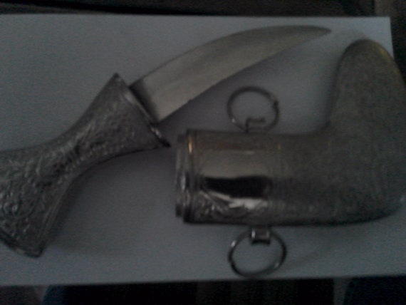 Jambiya Dagger - 7.5" silver brass form with orna… - image 7