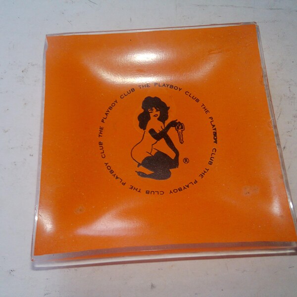 Playboy Ashtray - 1970s LA club Relief Glass Ashtray - Very rare -. 4" diam. 1.25" deep