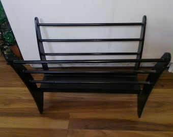 Mid-century Modern Wire Magazine Rack - 2 section steel wire form for home or office decorative storage - 13" x 11" x 7"