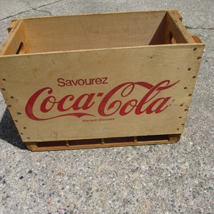 Wood Coke Crate = Unusual 8 Liter Bottle Form from Canada - French and English logos - 19.75&quot; x 14.5&quot; x 9&quot;