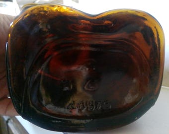 Limbo Drummer Rum Bottle (EMPTY) -10.5" x 5.5" x 3.5" painted amber glass - rare and unusual w Hat screw top