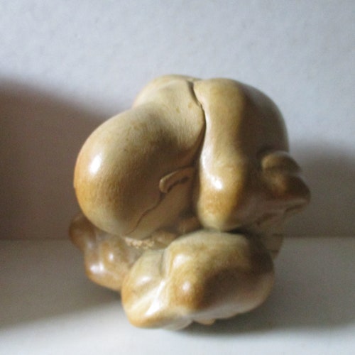 Weeping or Crying Buddha (sleeping buddha) Figurines- 3 Hand carved well shops detailed 360 degree figural balls - Asian in style and make